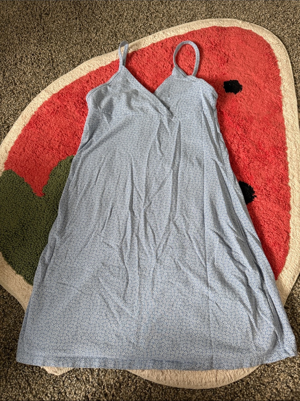 Brandy Melville Light Blue Mini Dress with White Micro Print